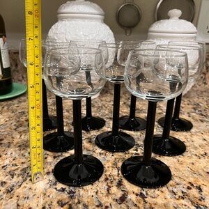 Sleek Black Stem Wine Glass Set